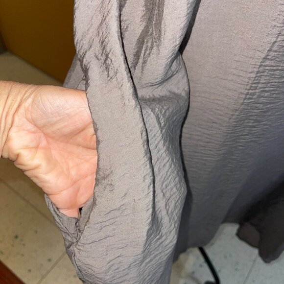 Cut Loose Womens Dress Size Small Taupe Crinkle Lantern Midi Pleated Pockets - Picture 4 of 7